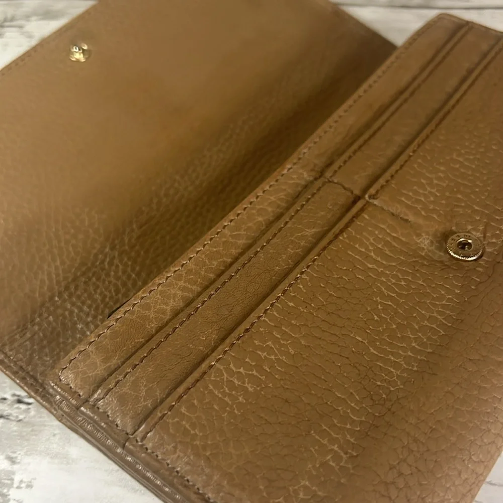 BVLGARI Bulgari Brown Pebbled Leather Wallet Clutch